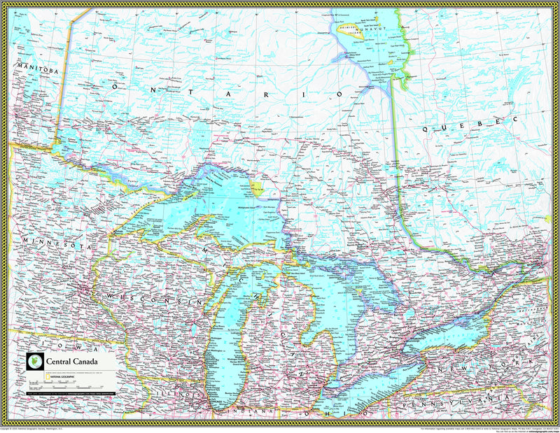 Central Canada Atlas Wall Map | Maps.com.com