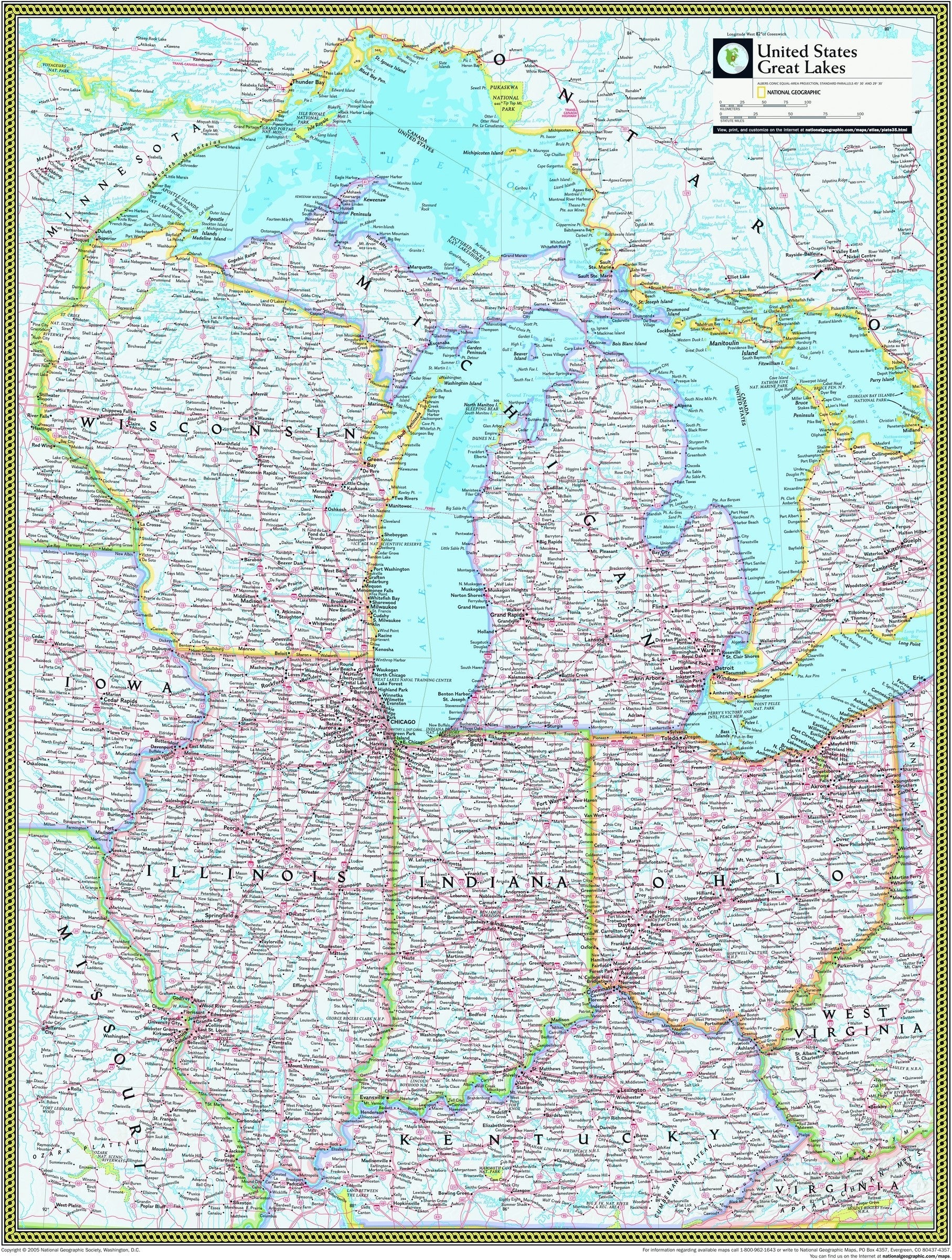 Great Lakes Atlas Wall Map