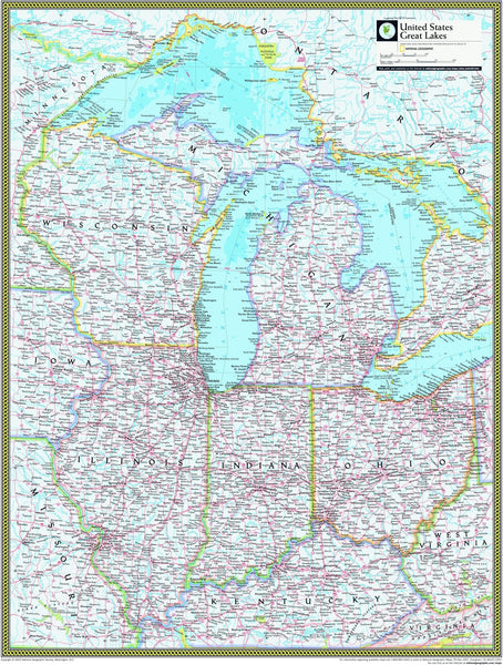 Great Lakes Atlas Wall Map | Maps.com.com