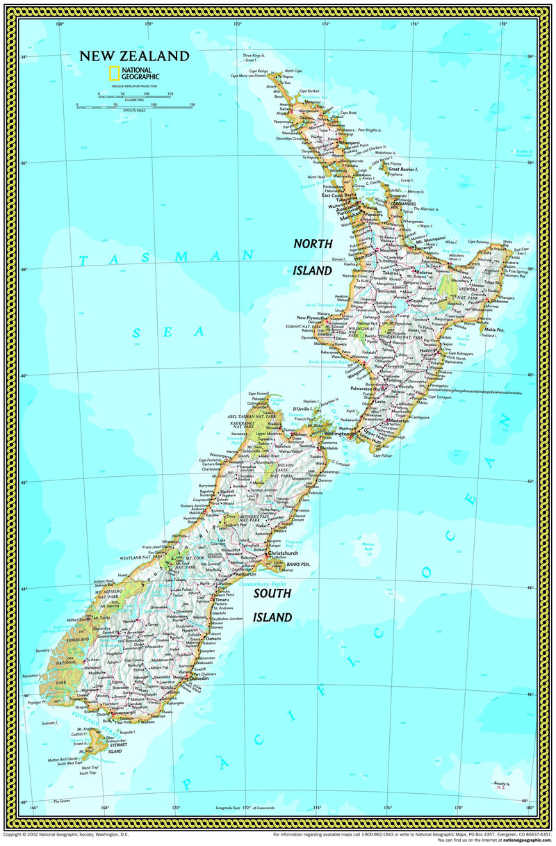 National Geographic New Zealand Wall Map