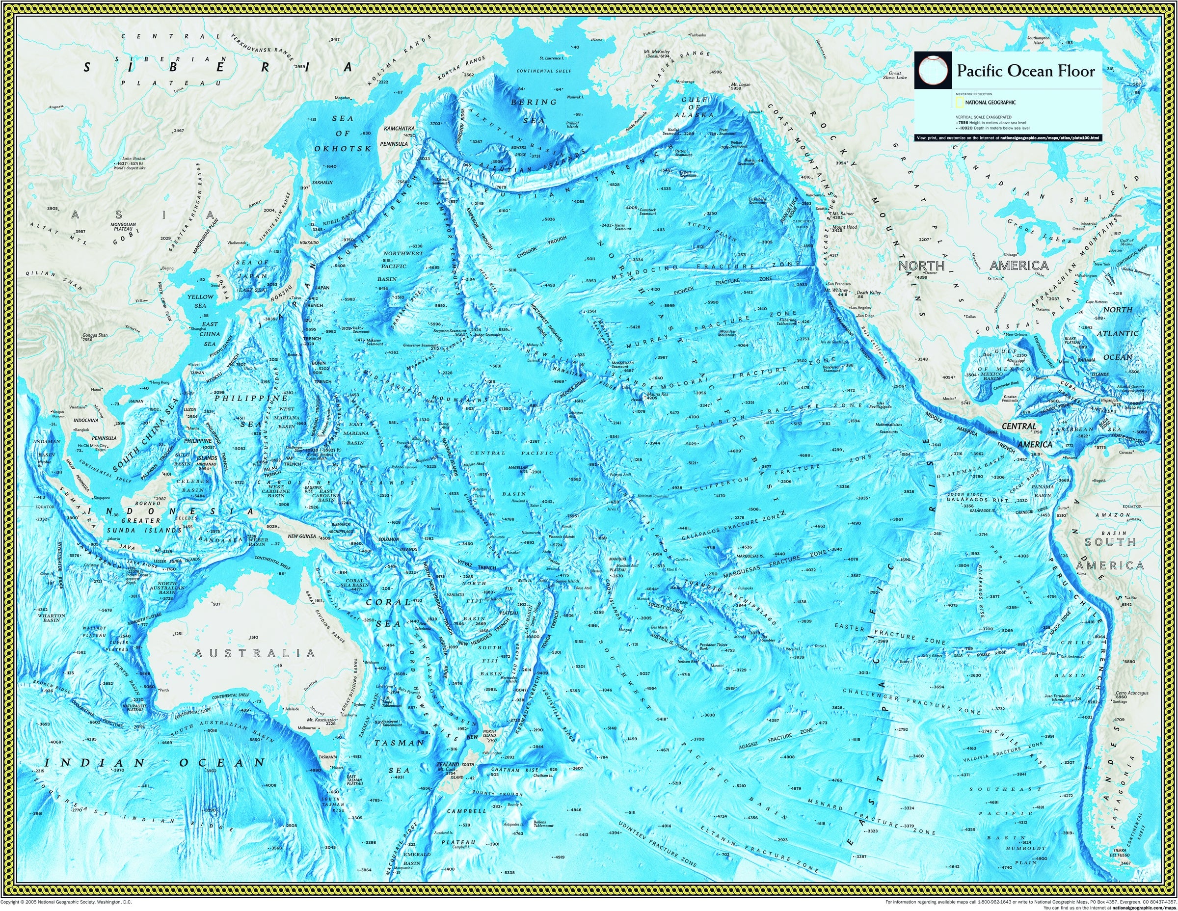 National Geographic Pacific Ocean Floor Wall Map