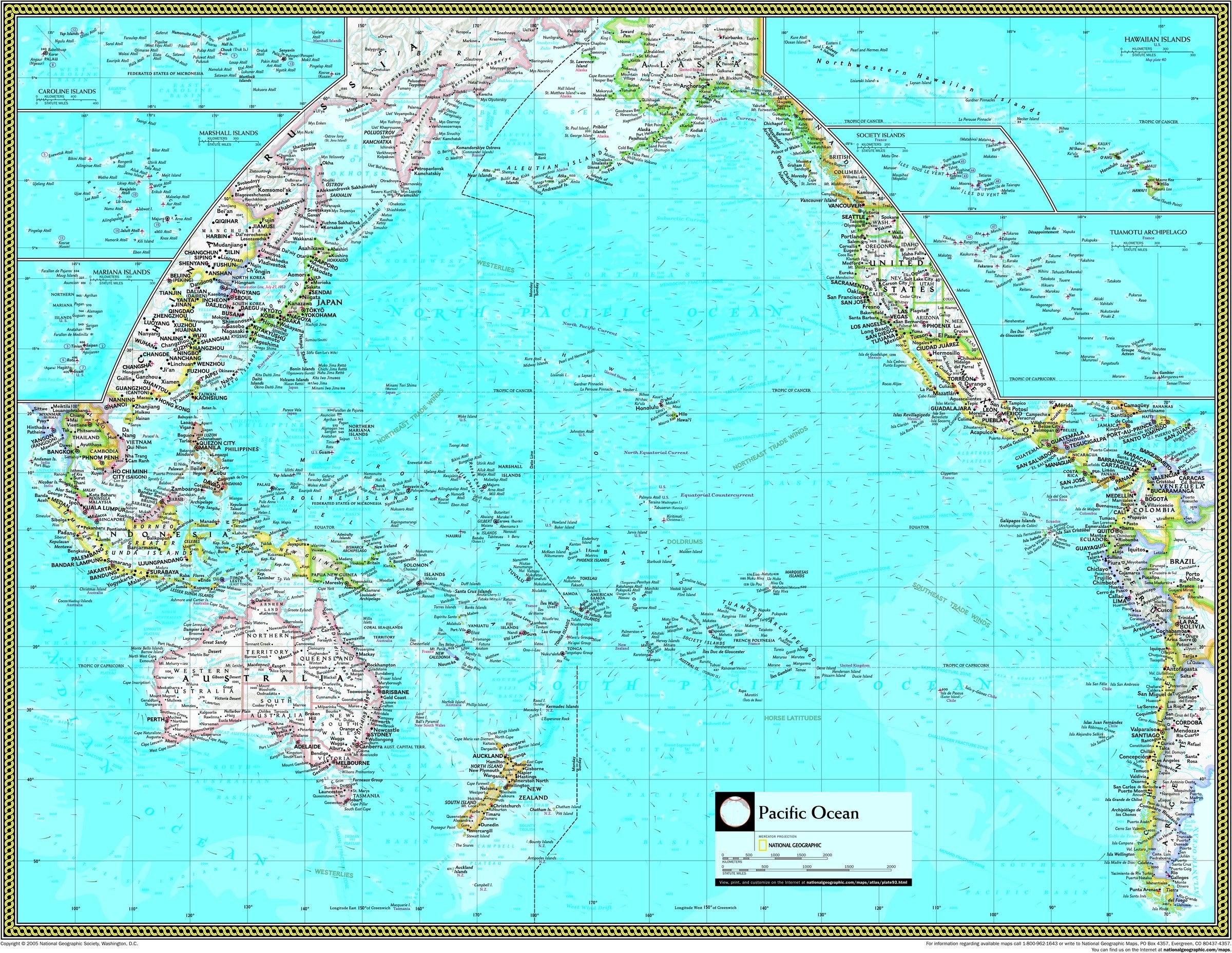 Pacific Ocean Political Atlas Wall Map | Maps.com.com