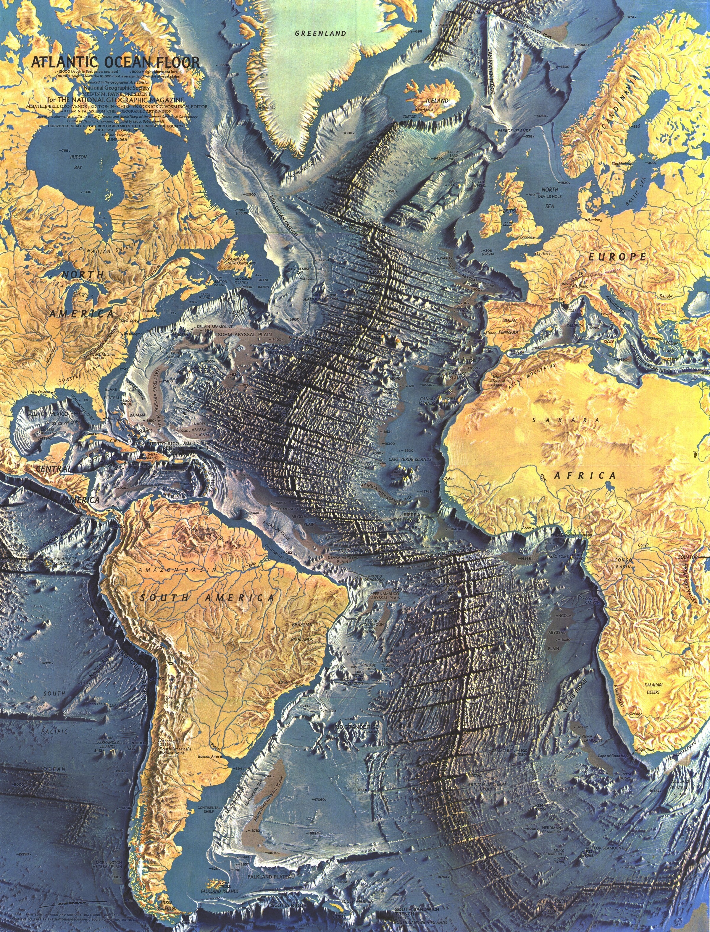 Atlantic Ocean Floor Map 1968