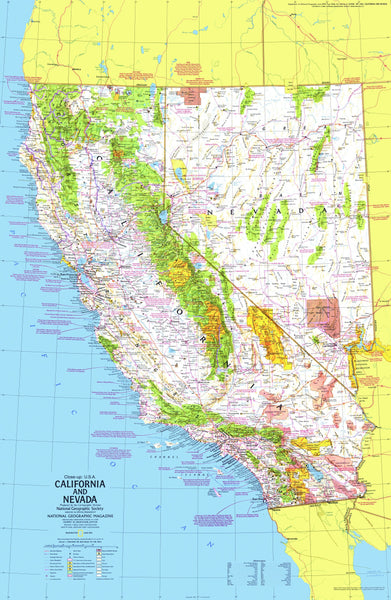California And Nevada Map 1974 Side 1 | Maps.com.com