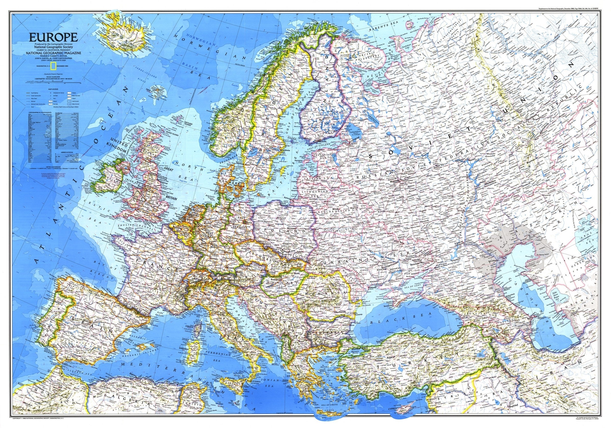 National Geographic Europe Map National Geographic Europe Map 1983 | Maps.com.com