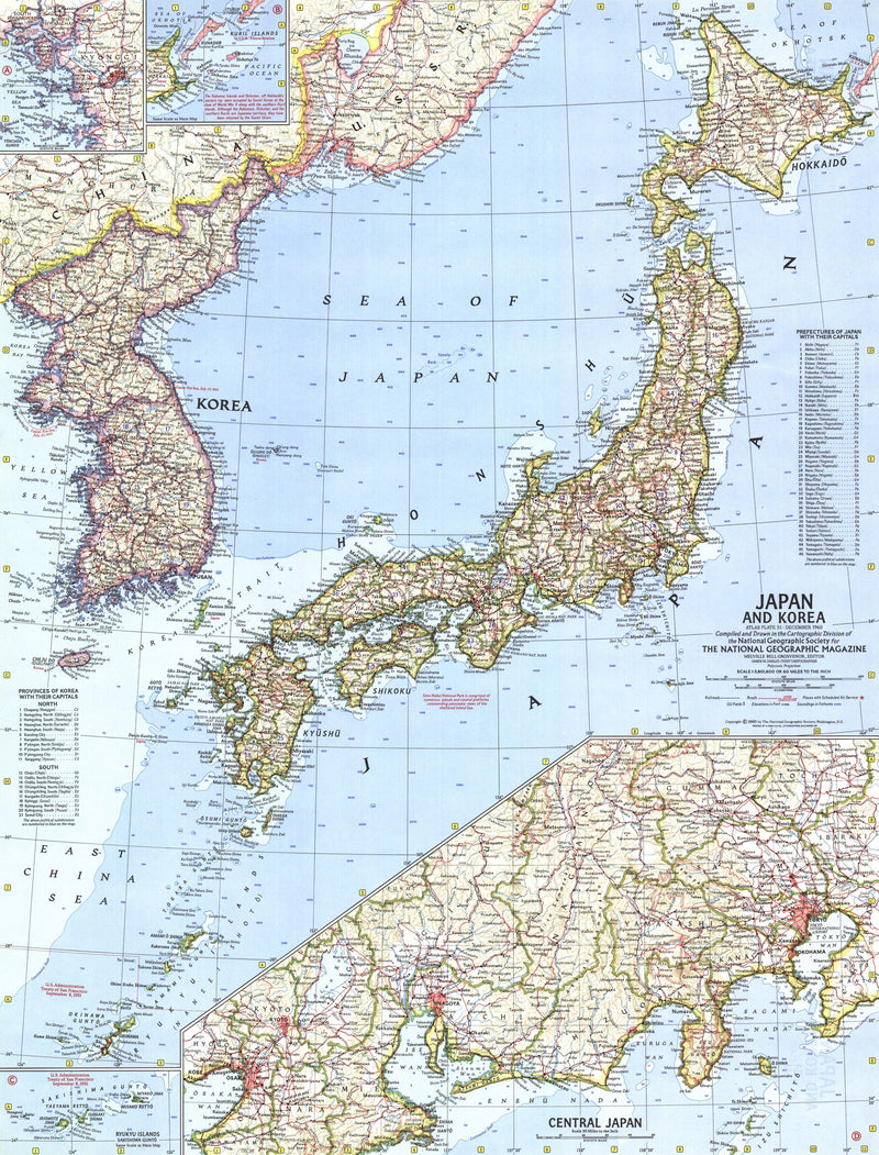  Japan And Korea  Map 1960 Maps com com