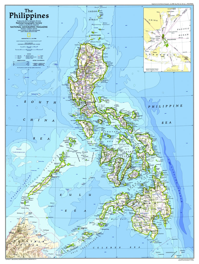 National Geographic Philippines Map 1986 | Maps.com.com