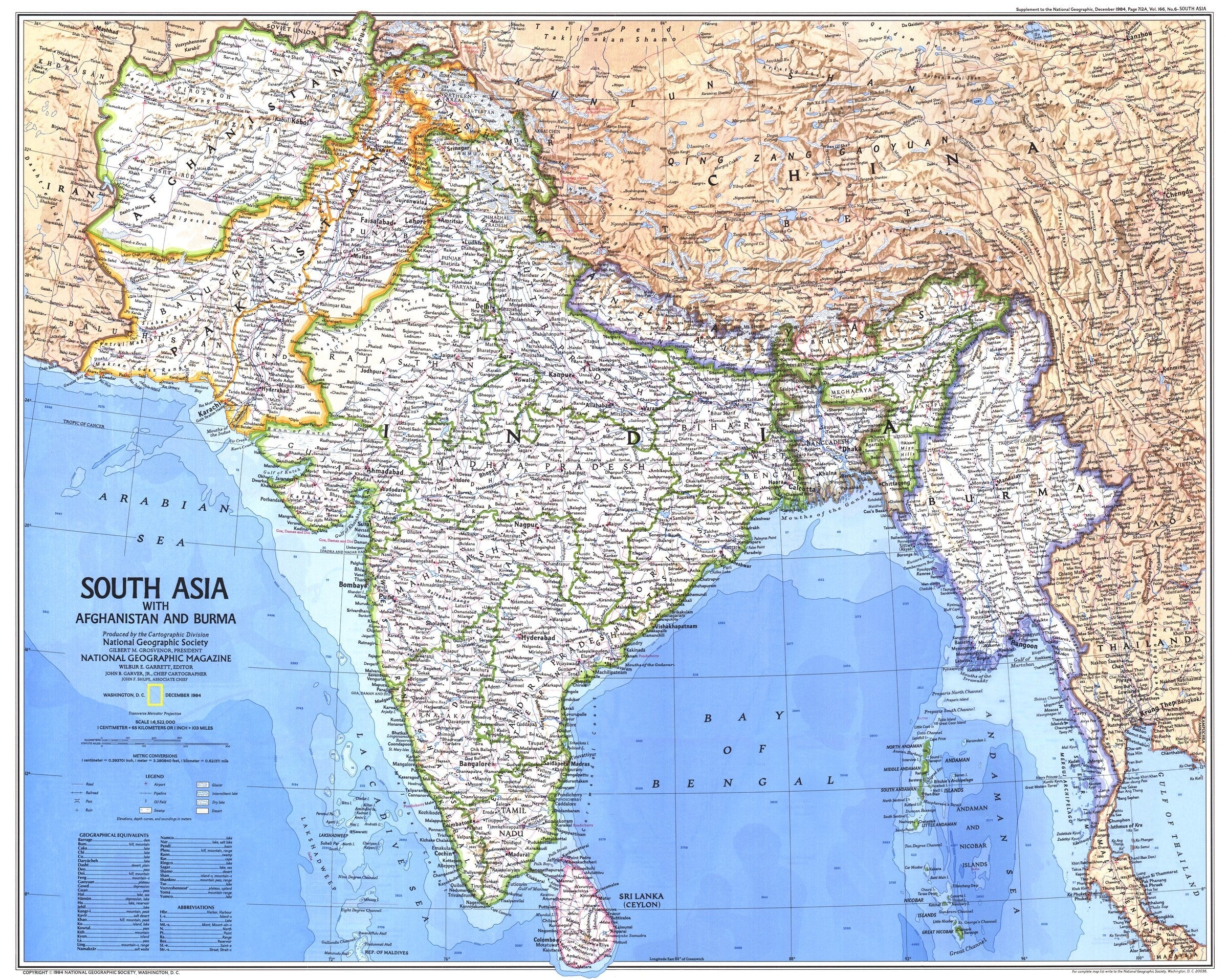South Asia With Afghanistan And Burma Map 1984 | Maps.com.com