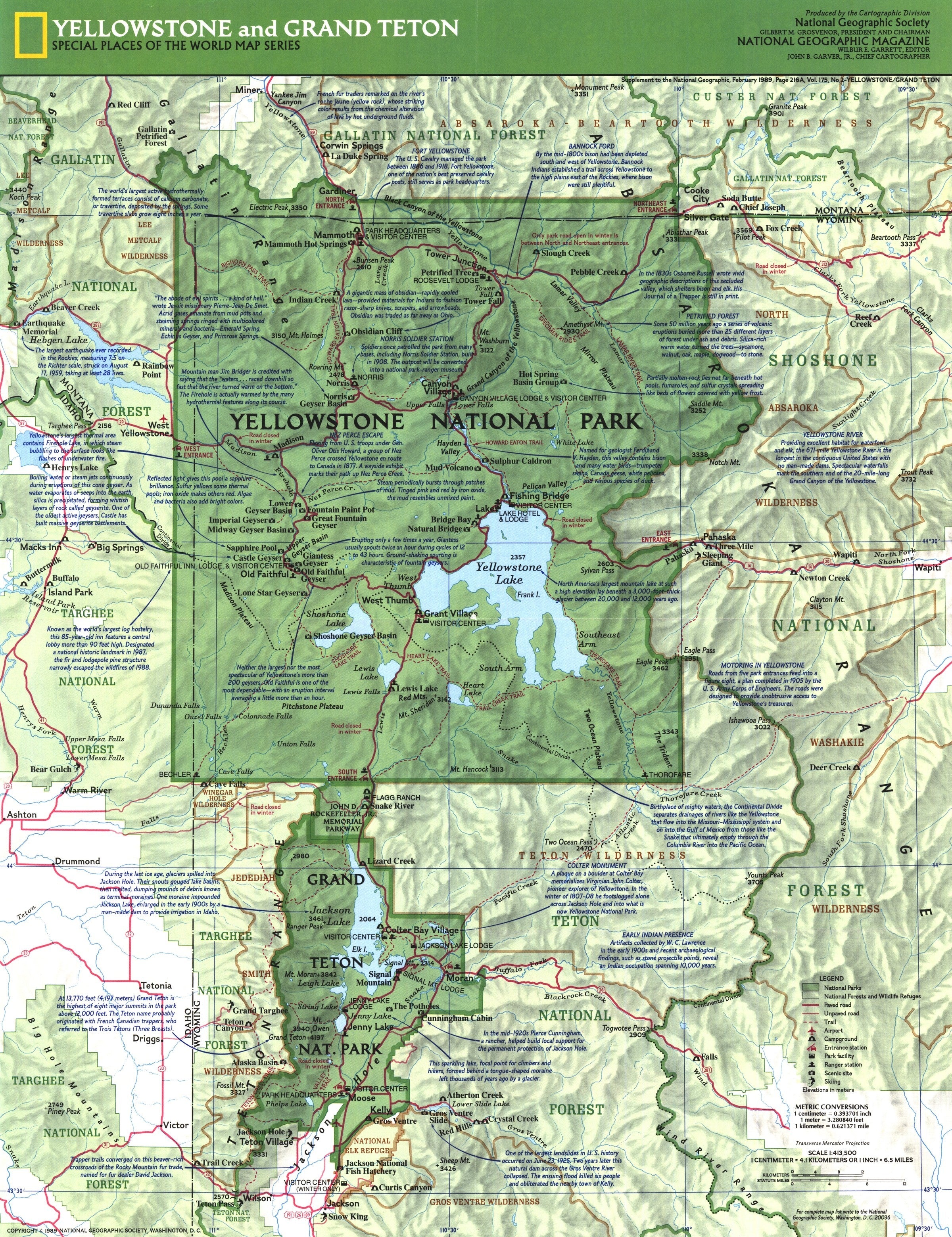 Yellowstone And Grand Teton Map 1989 Side 1