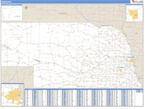 Nebraska Zip Code Wall Map