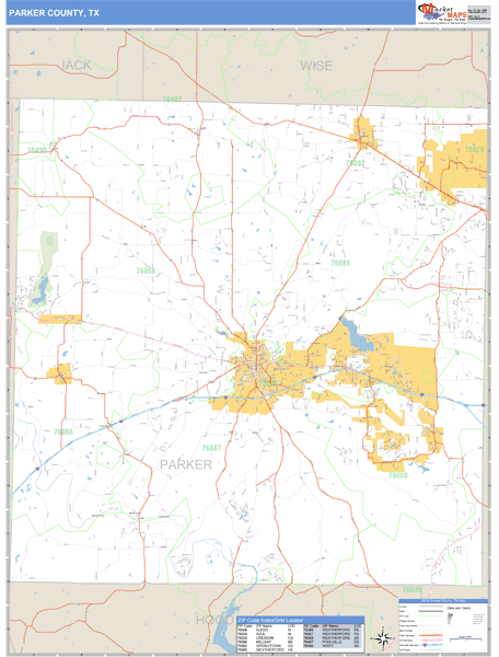 Parker County, Texas Zip Code Wall Map | Maps.com.com