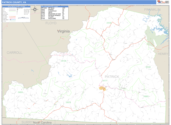 Patrick County Virginia Zip Code Wall Map Maps Com Com   Patrick Va 1 800x 