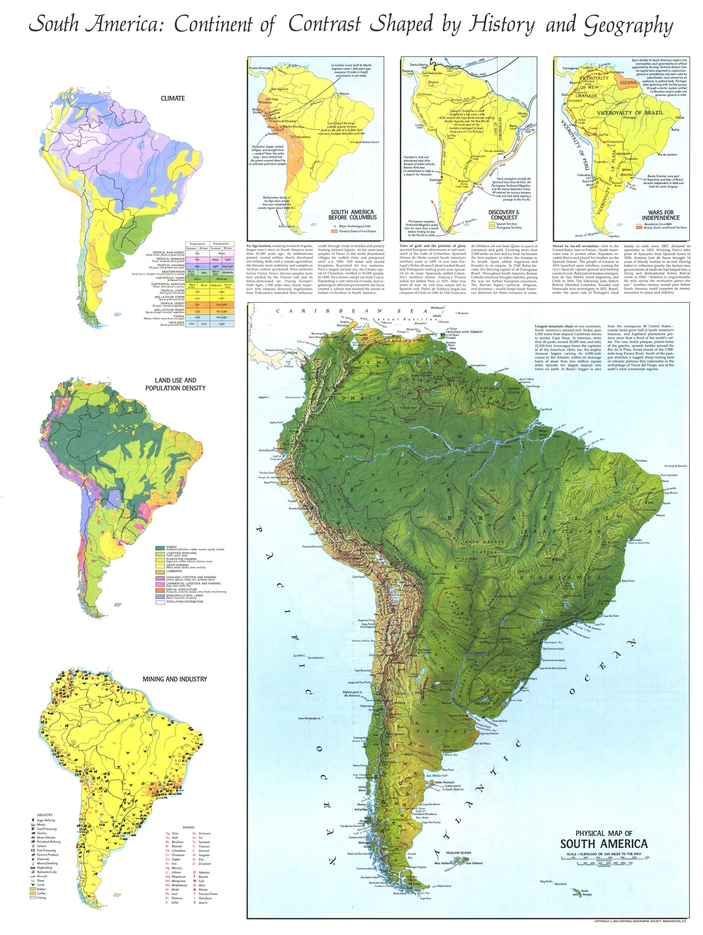 Physical Map Of South America Map 1972 Maps Com Com