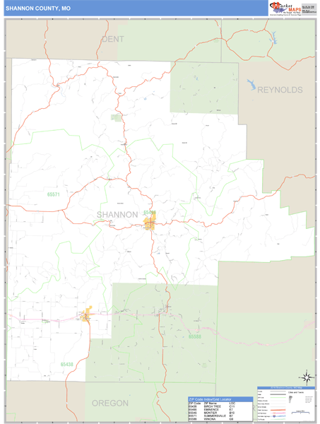 Shannon County Missouri Zip Code Wall Map Maps Com Com   Shannon Mo Grande 