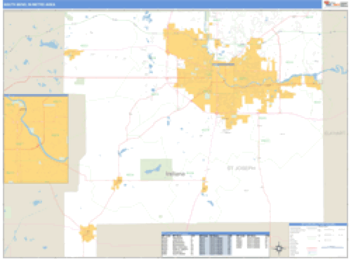 South Bend, Indiana Metro Area Wall Map | Maps.com.com