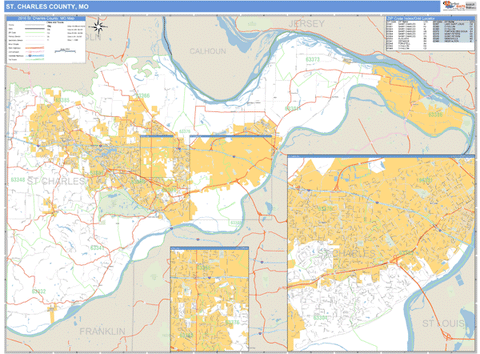 St Charles Mo Zip Code Map St. Charles County, Missouri Zip Code Wall Map | Maps.com.com