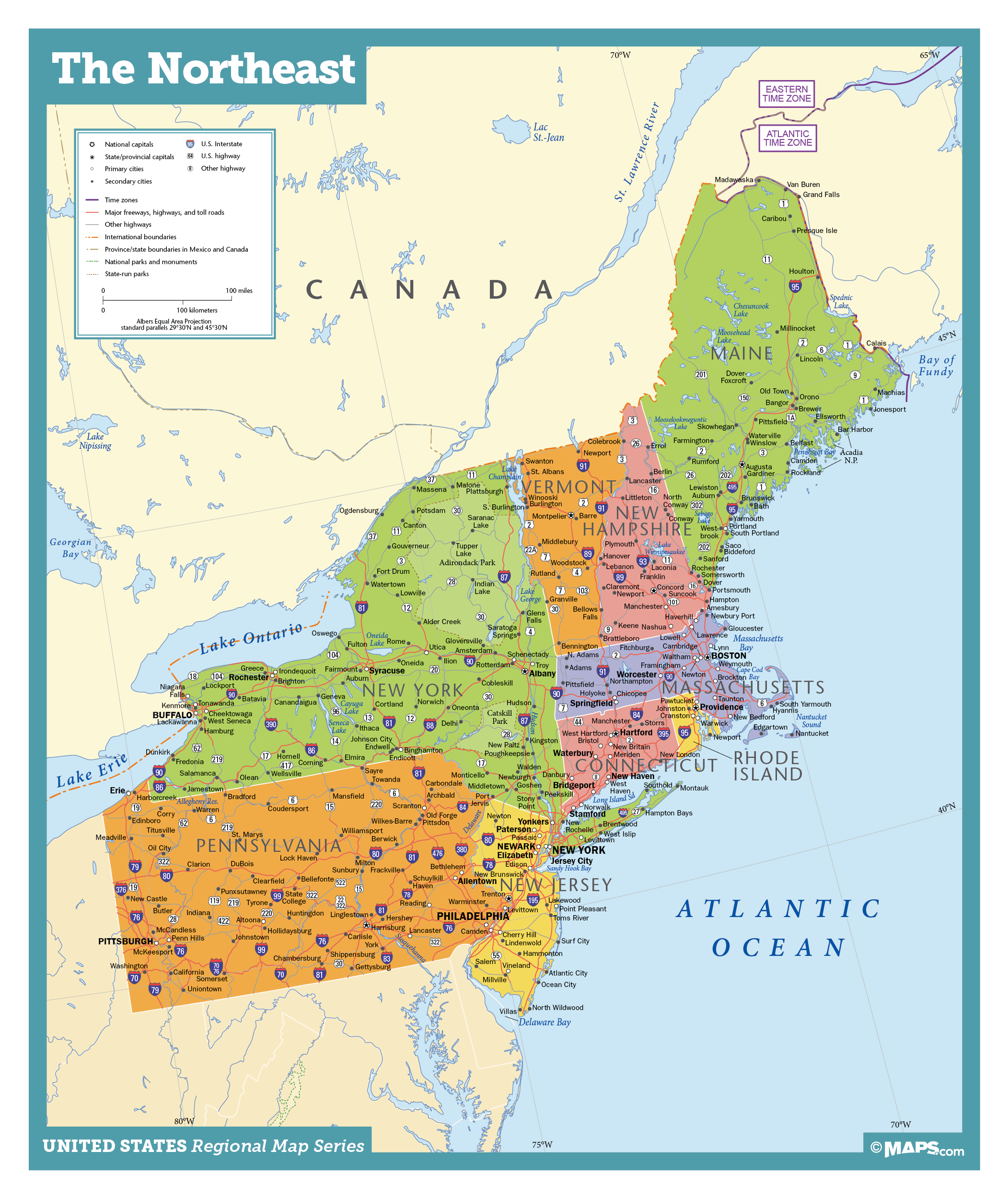 Printable Road Map Of Northeast Usa