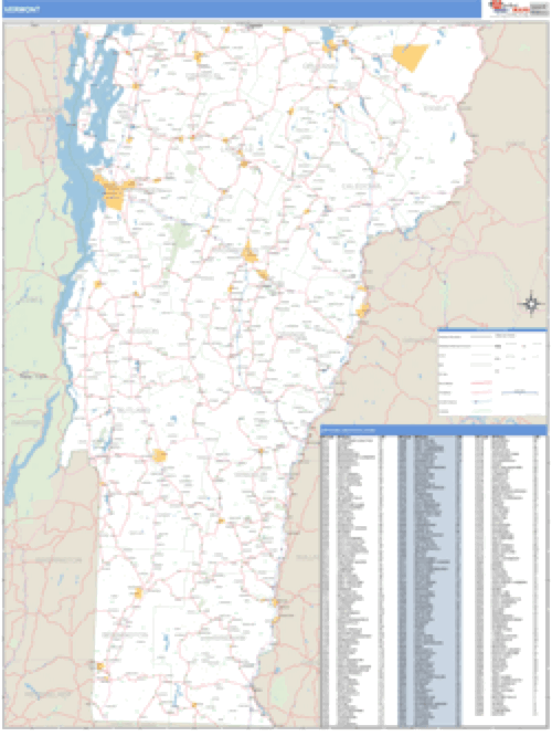 Vermont Zip Code Wall Map 8917