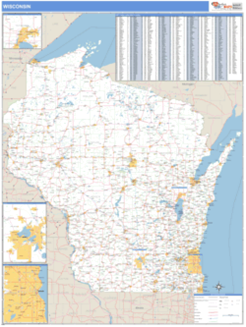 Wisconsin ZIP Code Wall Map | Maps.com.com