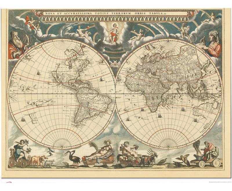 World Antique Wall Map 1664 | Maps.com.com