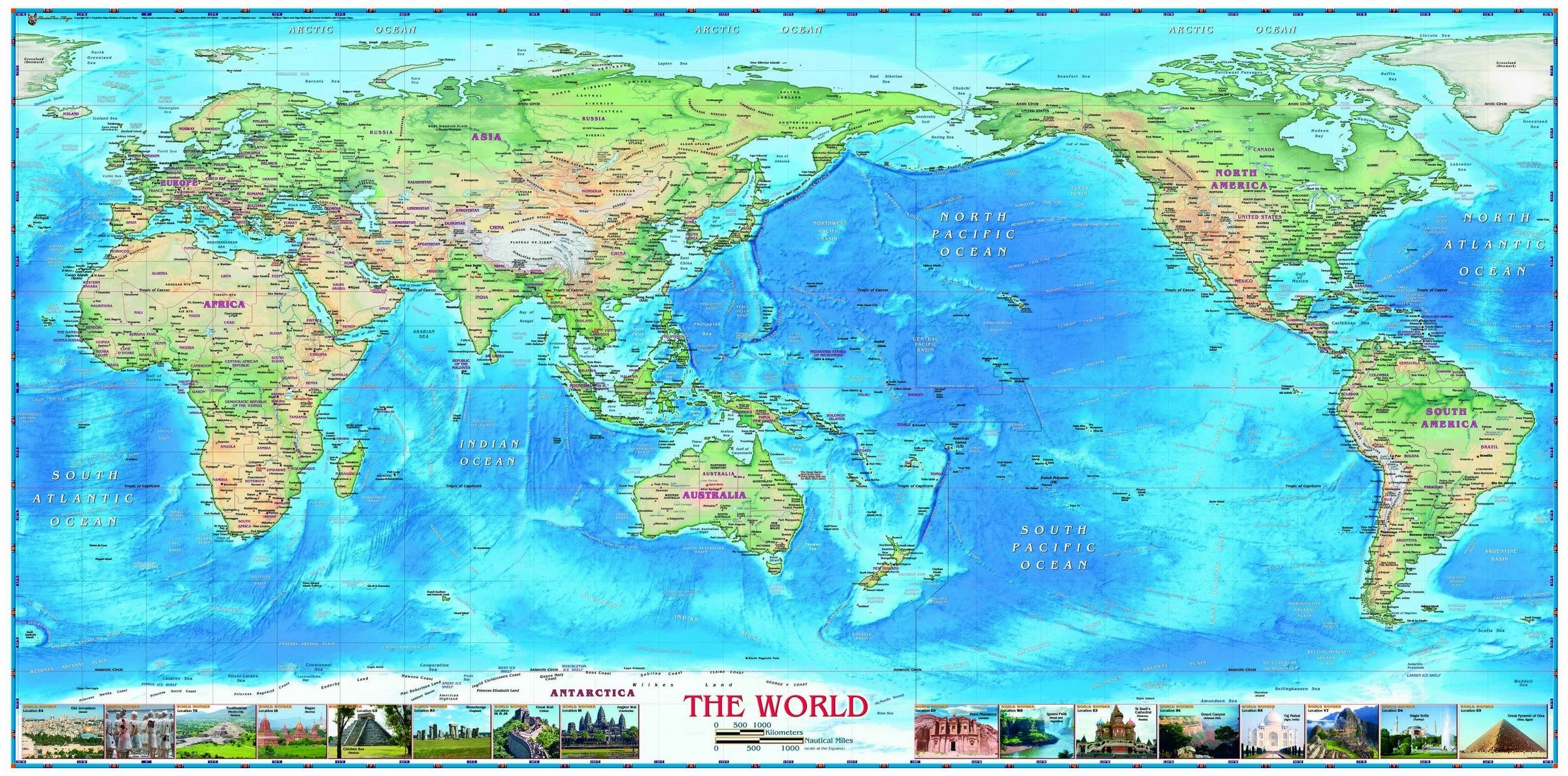 World Physical Wall Map Pacific Centered By Compart Maps Porn Sex Picture 6385