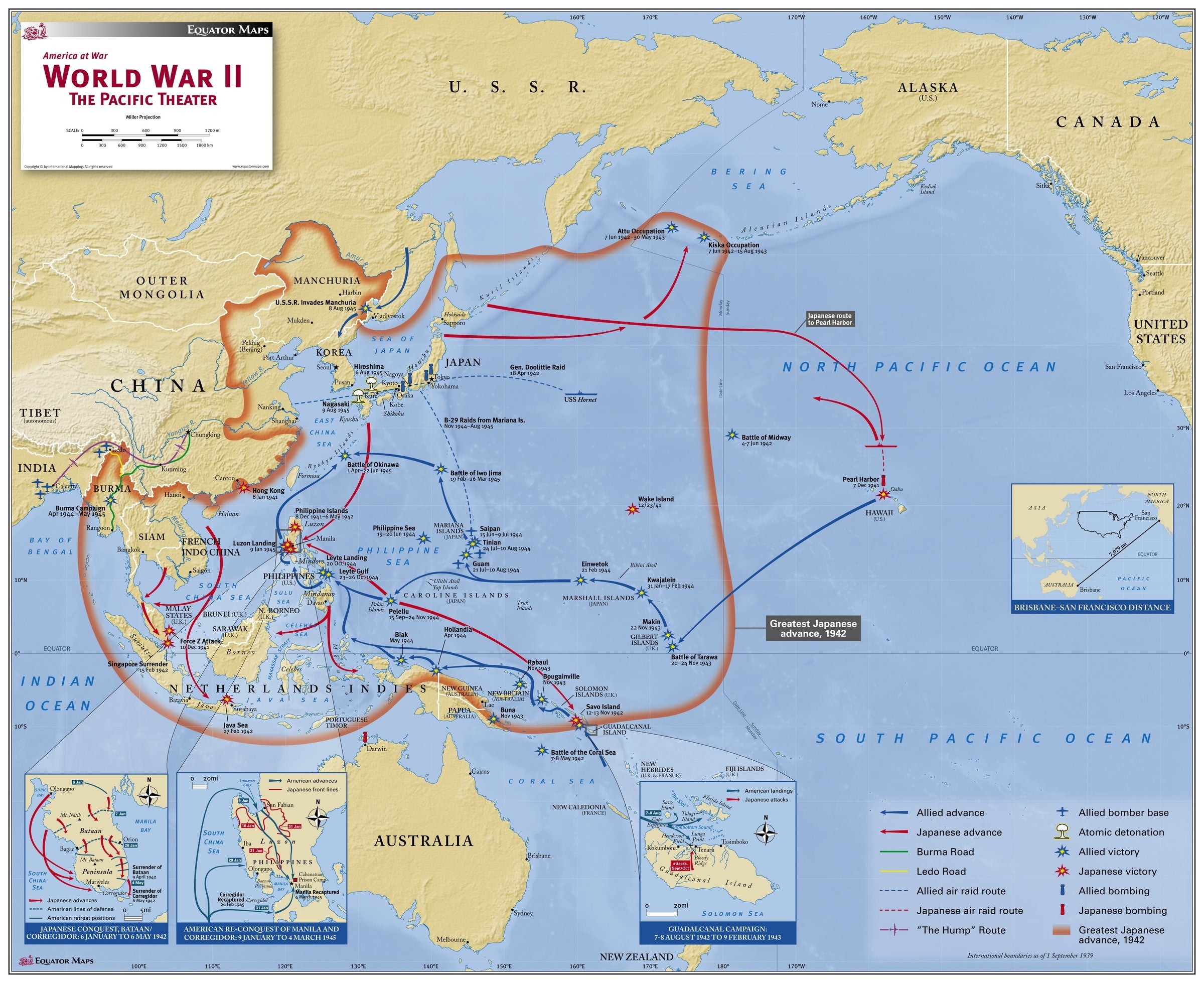 World War II, The Pacific Theater Map  Maps.com.com