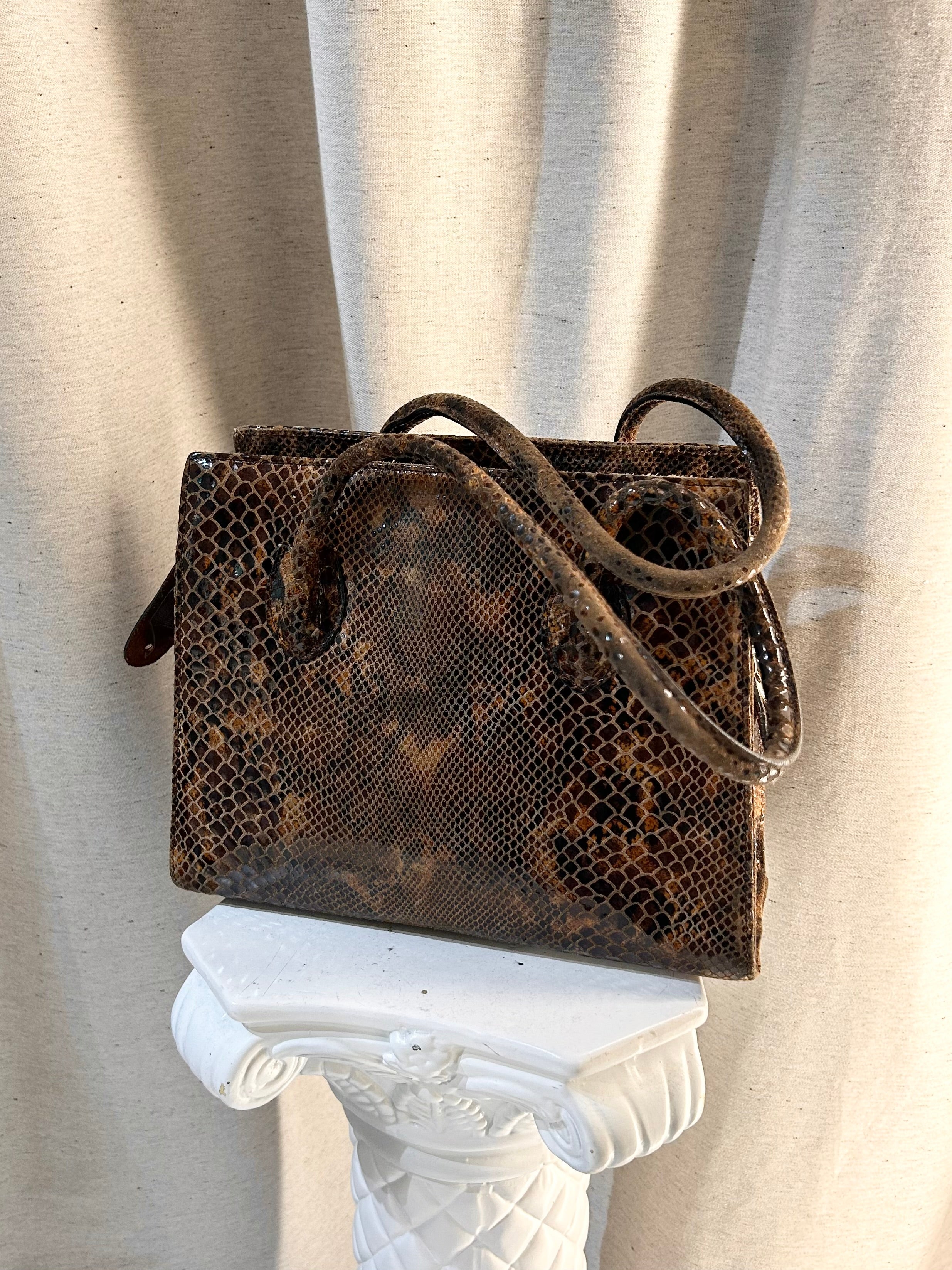 Image of Italian shiny reptile shoulder bag