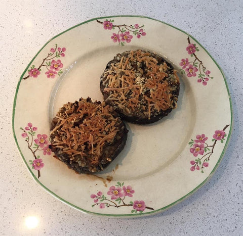 Goats cheese, prosciutto and thyme baked mushrooms