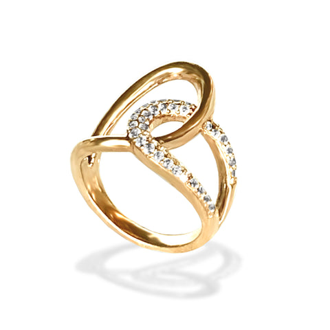 Anel de moda diamante geométrico de ouro 14k OR1D