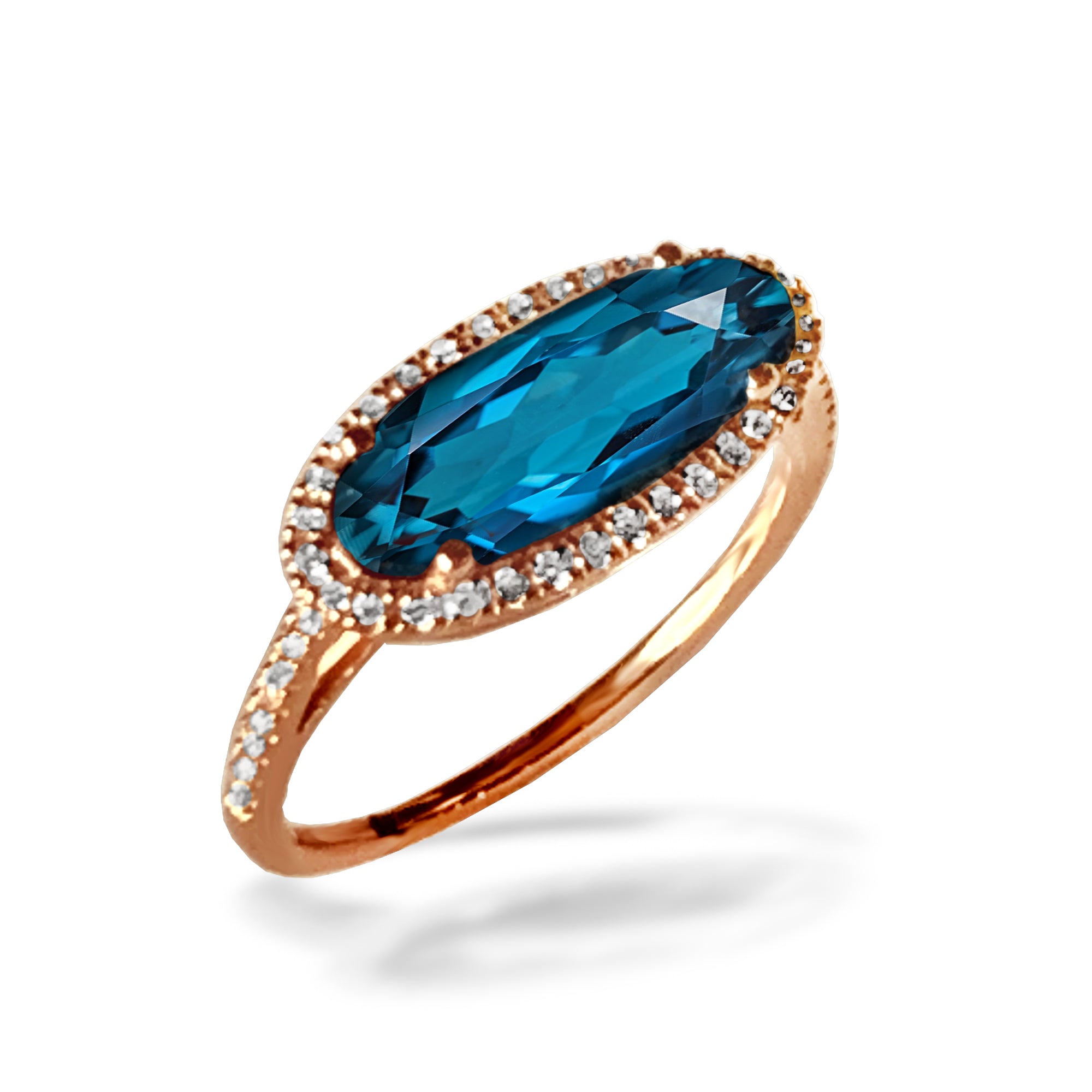 14k gold oval london blue topaz ring MR4640 – Velvet Radical