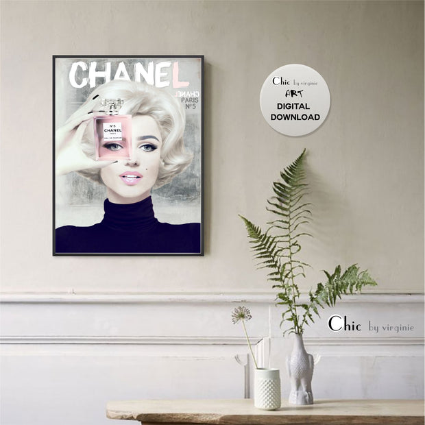 Marilyn Monroe Art Poster - Fashion Wall Art - Chanel N.5 Art Print ...