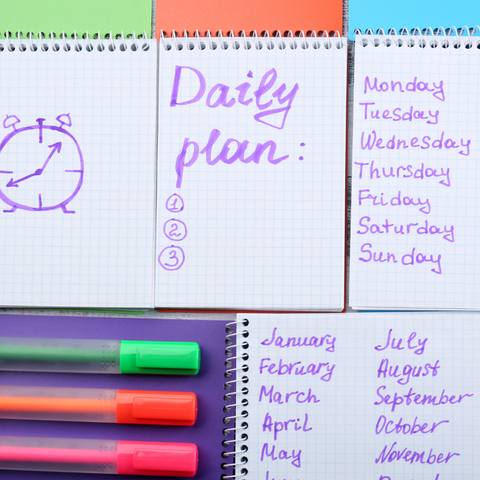 Daily planner with highlighters