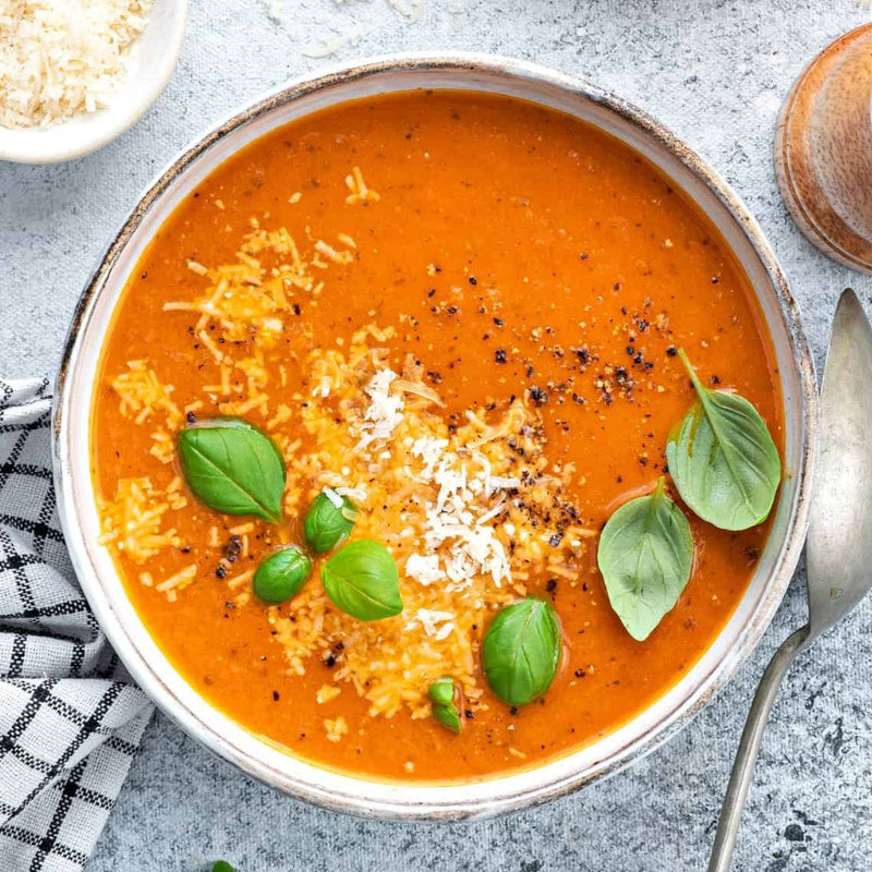 Roasted Tomato Soup with Fresh Basil