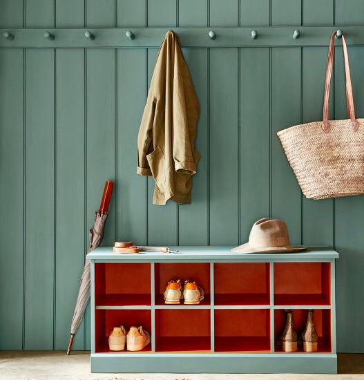 Painted wood panelled hallway