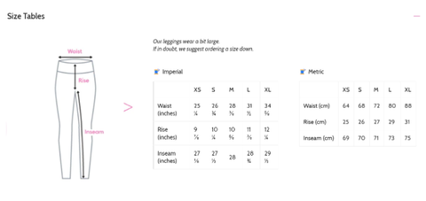 Trying to look at these leggings. this size chart is so