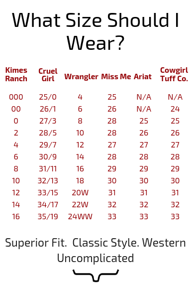 cowgirl tuff size chart