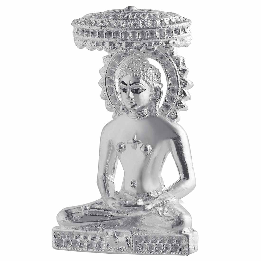 Pure Silver 990 Chatra Mahavir Idol ~ CaratCafe – CaratCafeInd