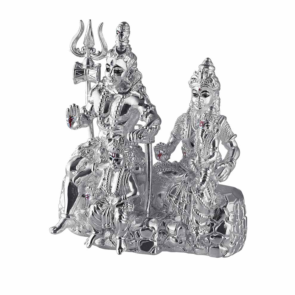 Silver Shiv Parivar ( Lord Shiva Maa Parvati Ganesh & Kartikeya ...
