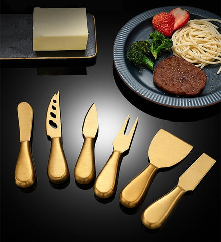 7Pcs Rose Unique Cheese Knife Tool Set Stainless Steel Handle