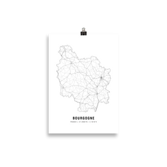 Bourgogne Wine Map poster