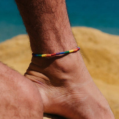 Pineapple island Just Like Us Woven Pride Anklet