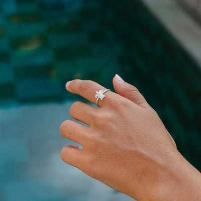 Pineapple island Adjustable Turtle Ring - Silver