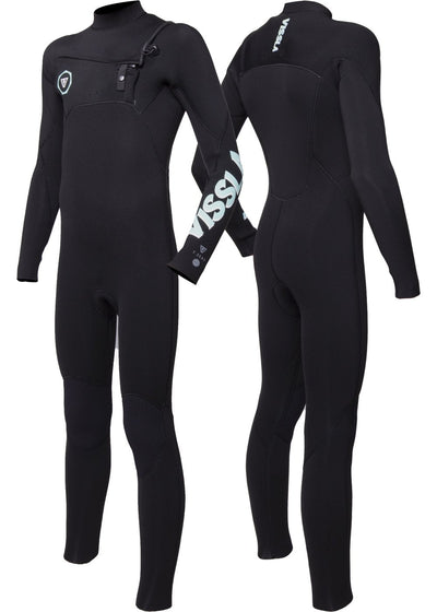 VIssla 7 Seas Boys 4-3 Full Chest Zip Wetsuit- black