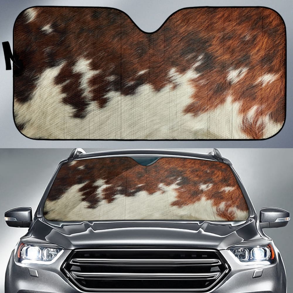 Amazing Best Gift Brown Cowhide Print Car Auto Sun Shades Custom 1 210601