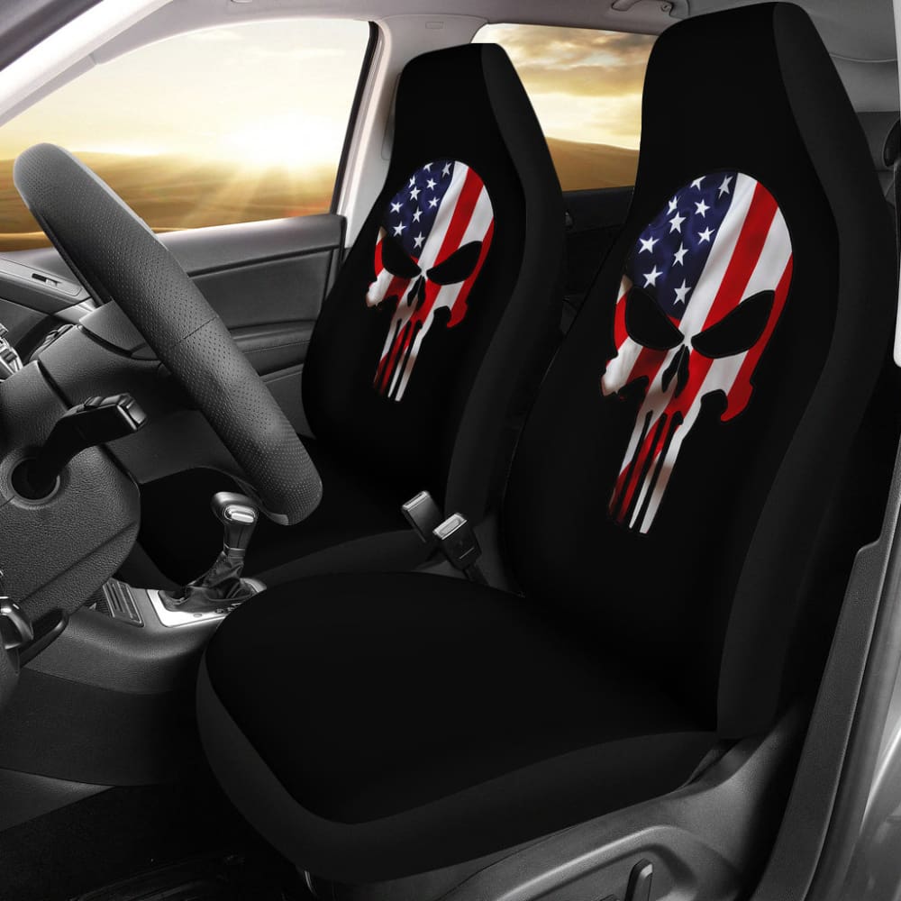 American Flag Punisher Skull Car Seat Covers 213003