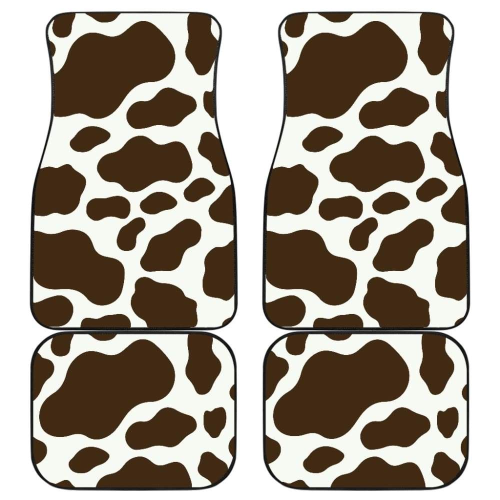 Brown Cowhide Printed Car Floor Mats 211206