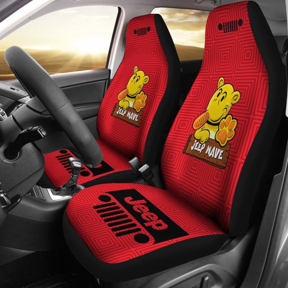 Jeep Grill Seat Covers-Eugene The Jeep-Red Black 101819