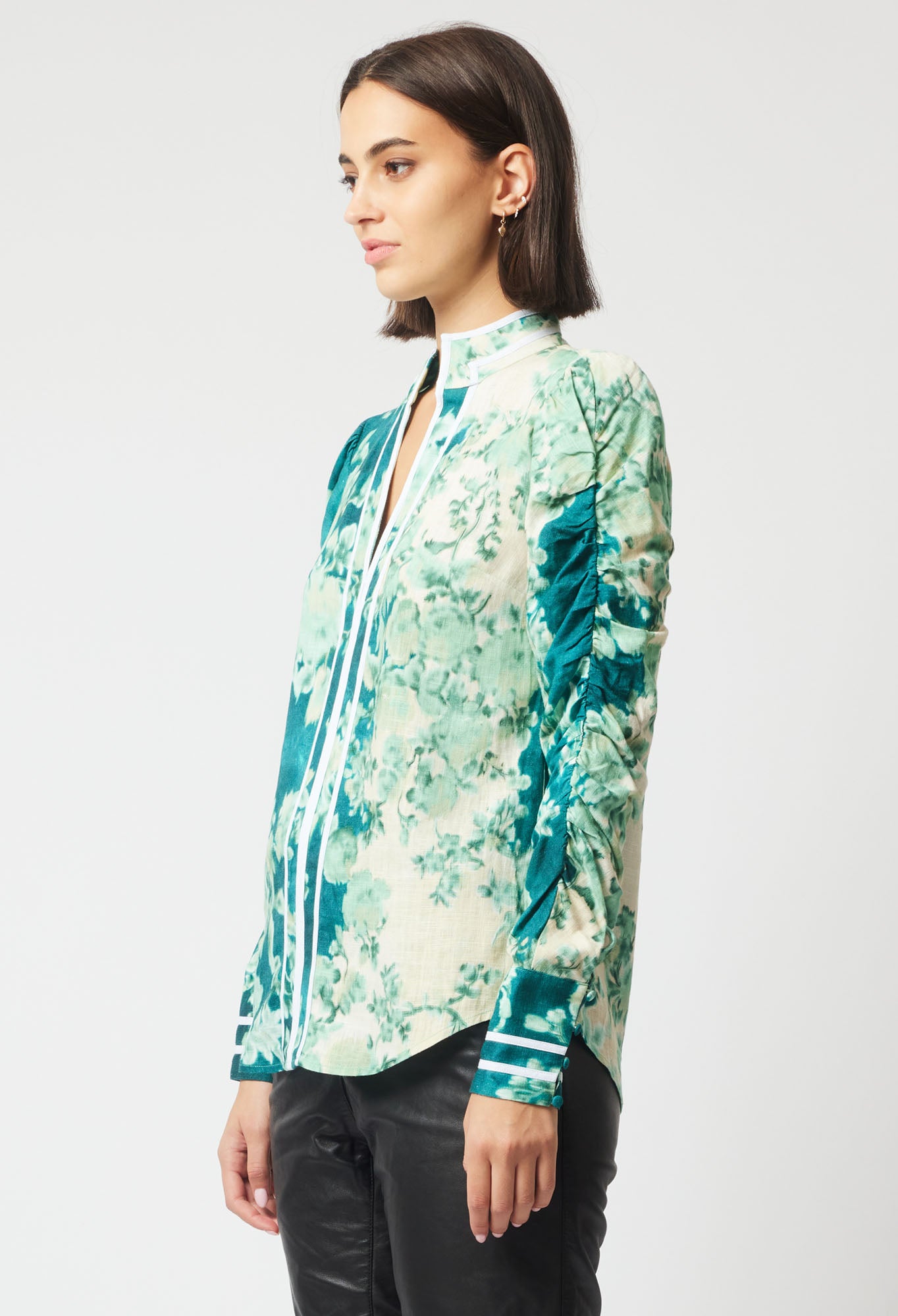 Pavillion Linen Viscose Shirt in Jade Floral