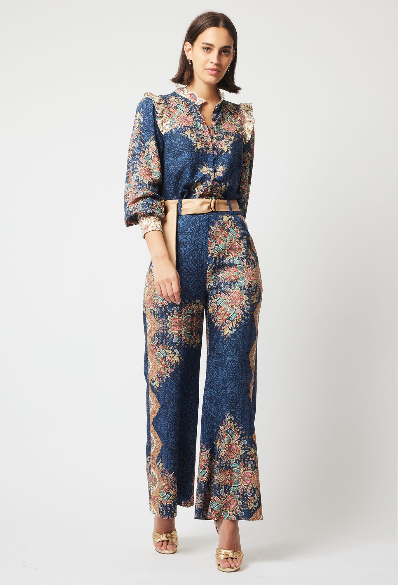 Imperial Linen Viscose Pant in Oriental Print