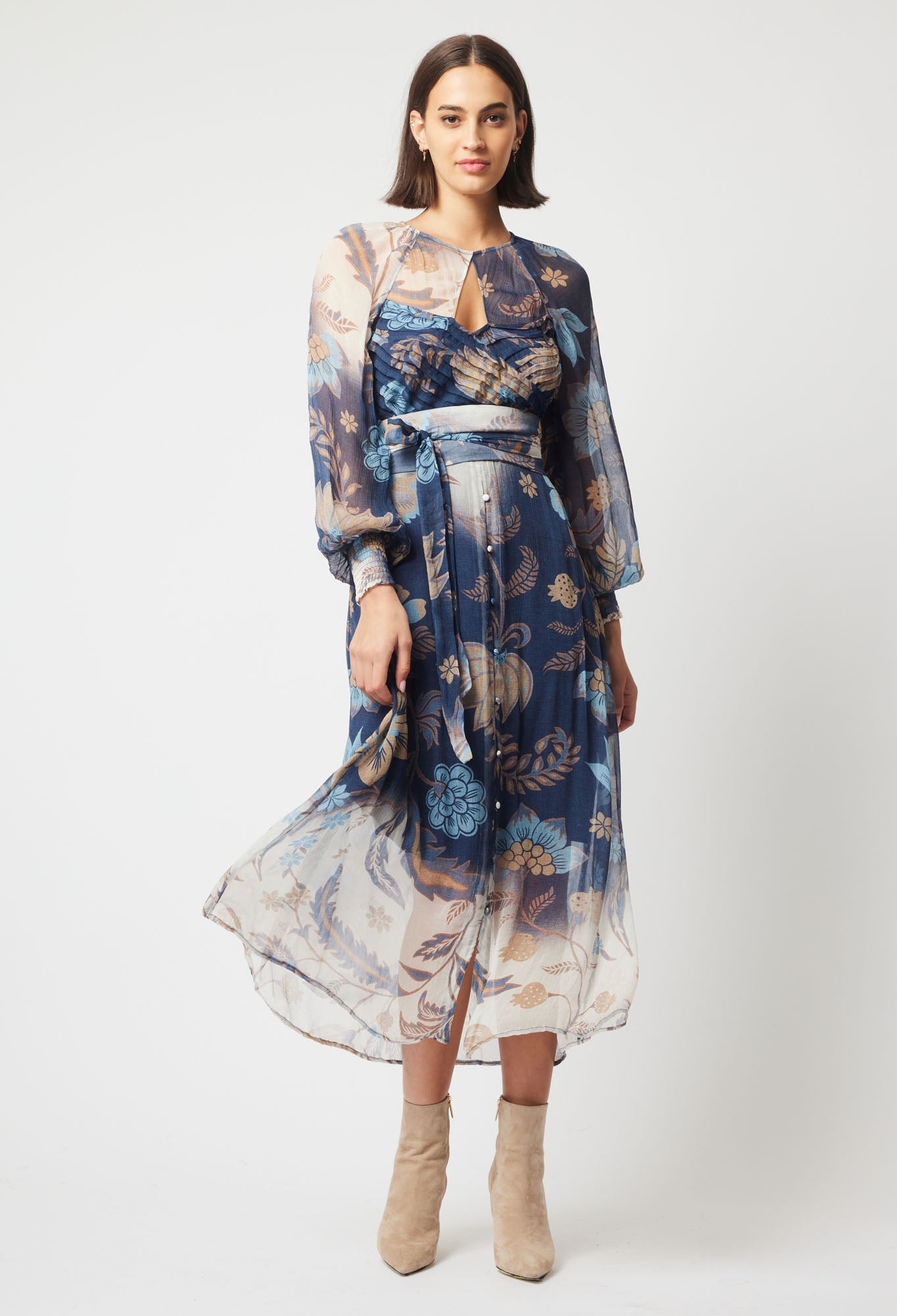 Pavillion Viscose Chiffon Dress in Lotus Flower